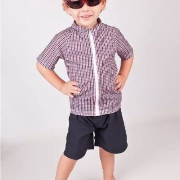 Boy’s Short Sleeve Rash Guard Set – “Prepster” - Picture 3 of 3